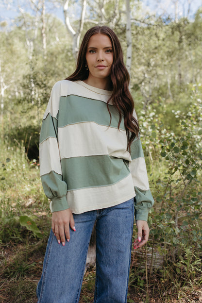 THE HAYES HARBOR STRIPED PULLOVER IN GREEN