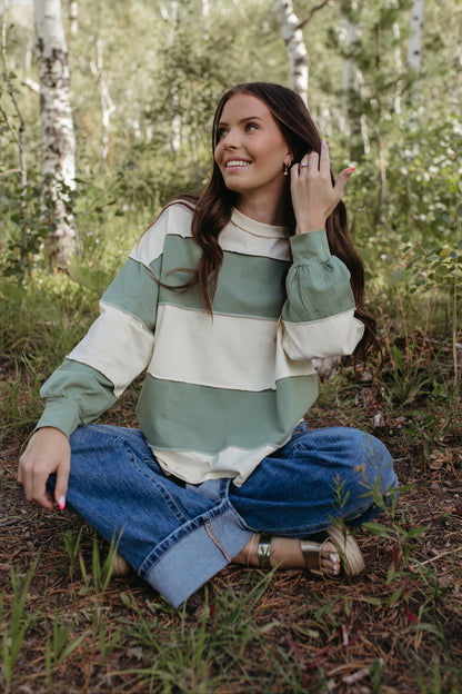THE HAYES HARBOR STRIPED PULLOVER IN GREEN