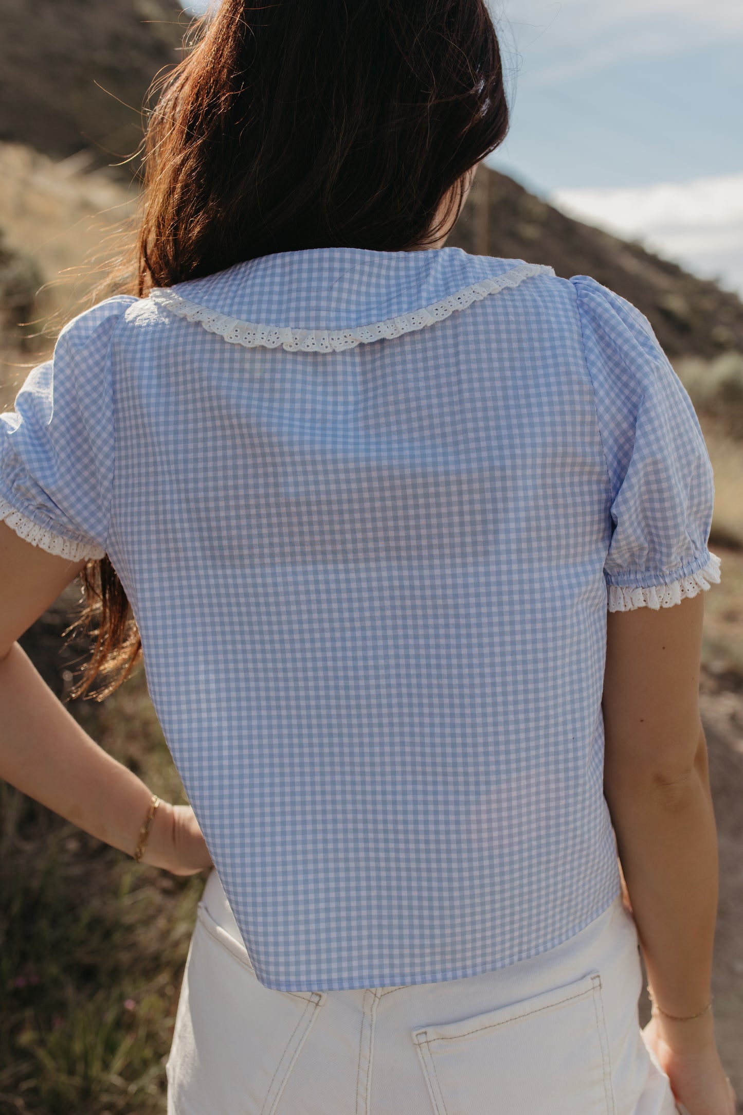 THE VENICE LACE TRIM TOP IN BLUE