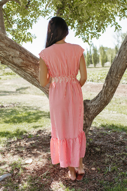 THE BETTY STRIPED DRESS IN RED