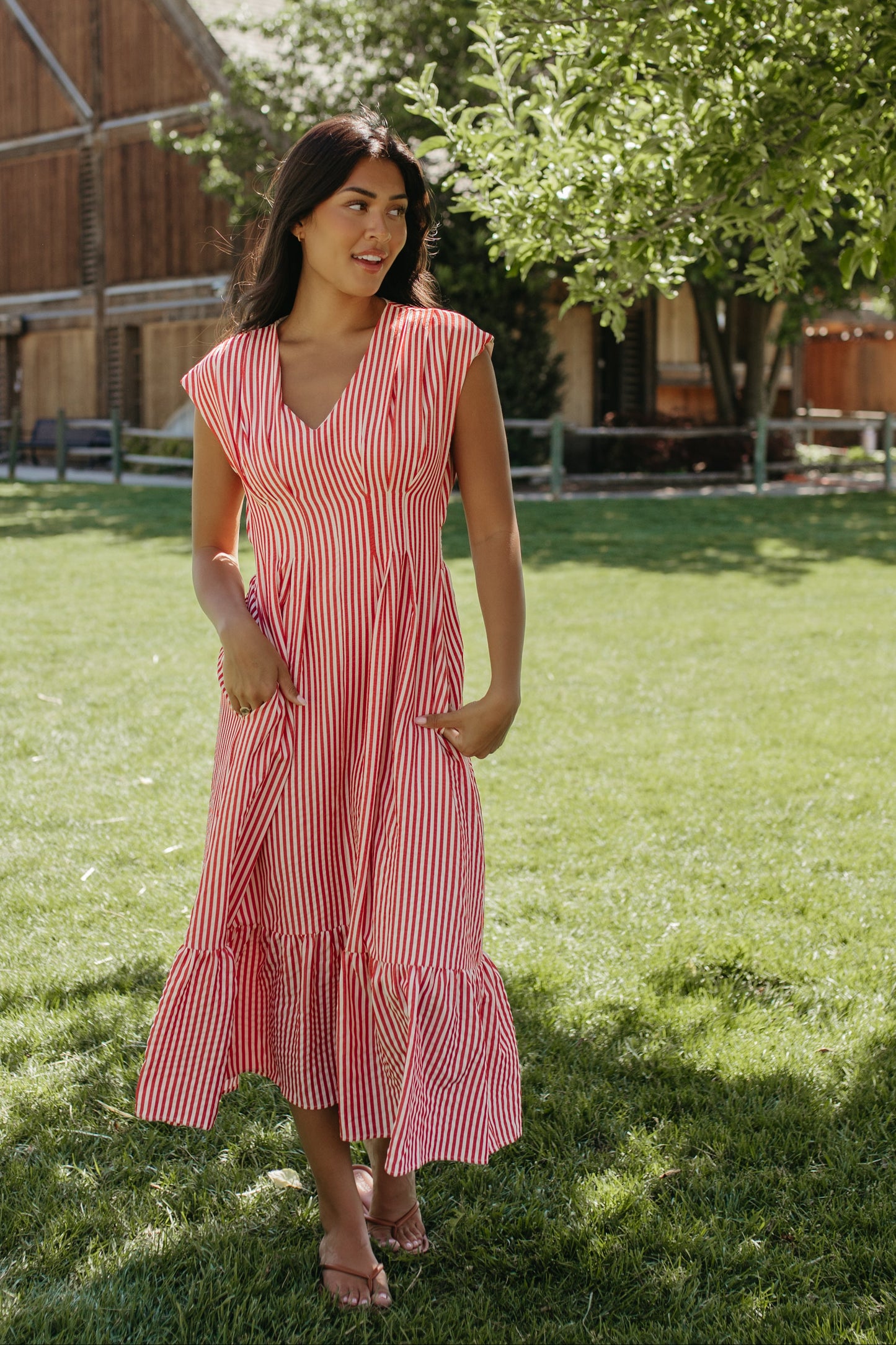 THE BETTY STRIPED DRESS IN RED
