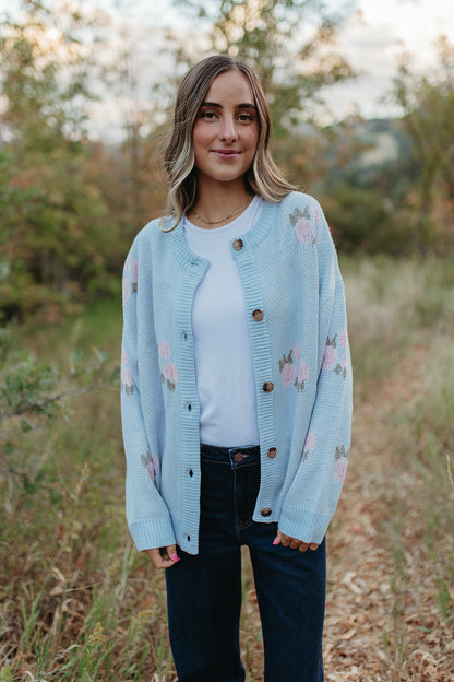 THE ROSIE CARDIGAN IN BLUE