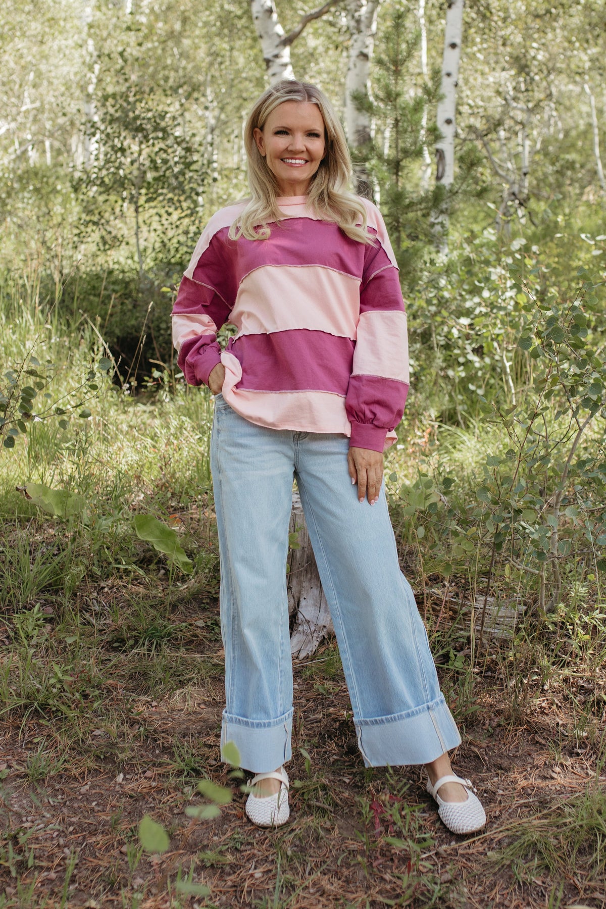 THE HAYES HARBOR PULLOVER TOP IN PINK MAUVE