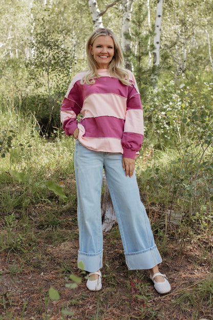 THE HAYES HARBOR PULLOVER TOP IN PINK MAUVE