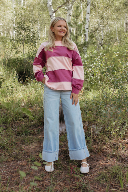 THE HAYES HARBOR PULLOVER TOP IN PINK MAUVE
