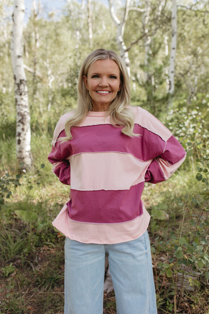 THE HAYES HARBOR PULLOVER TOP IN PINK MAUVE