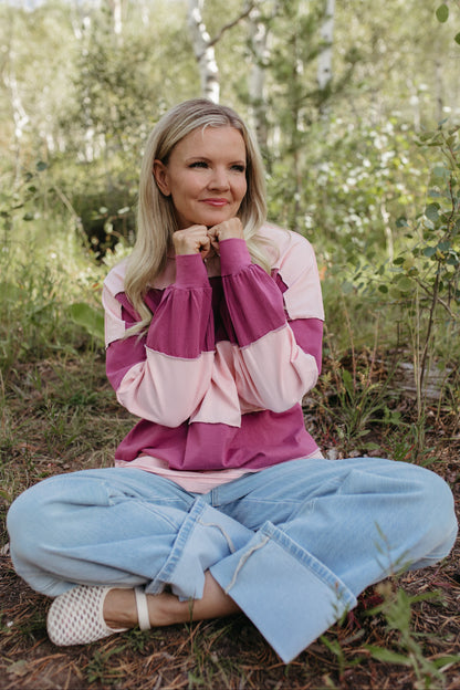 THE HAYES HARBOR PULLOVER TOP IN PINK MAUVE