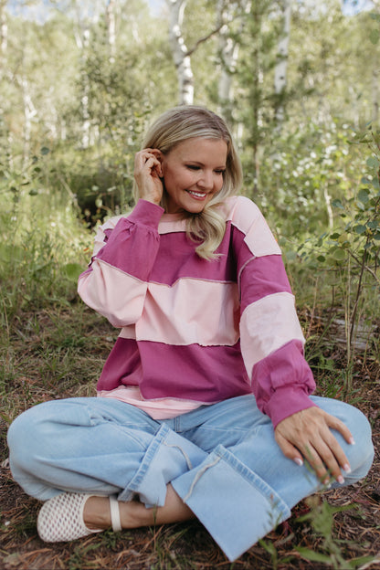 THE HAYES HARBOR PULLOVER TOP IN PINK MAUVE