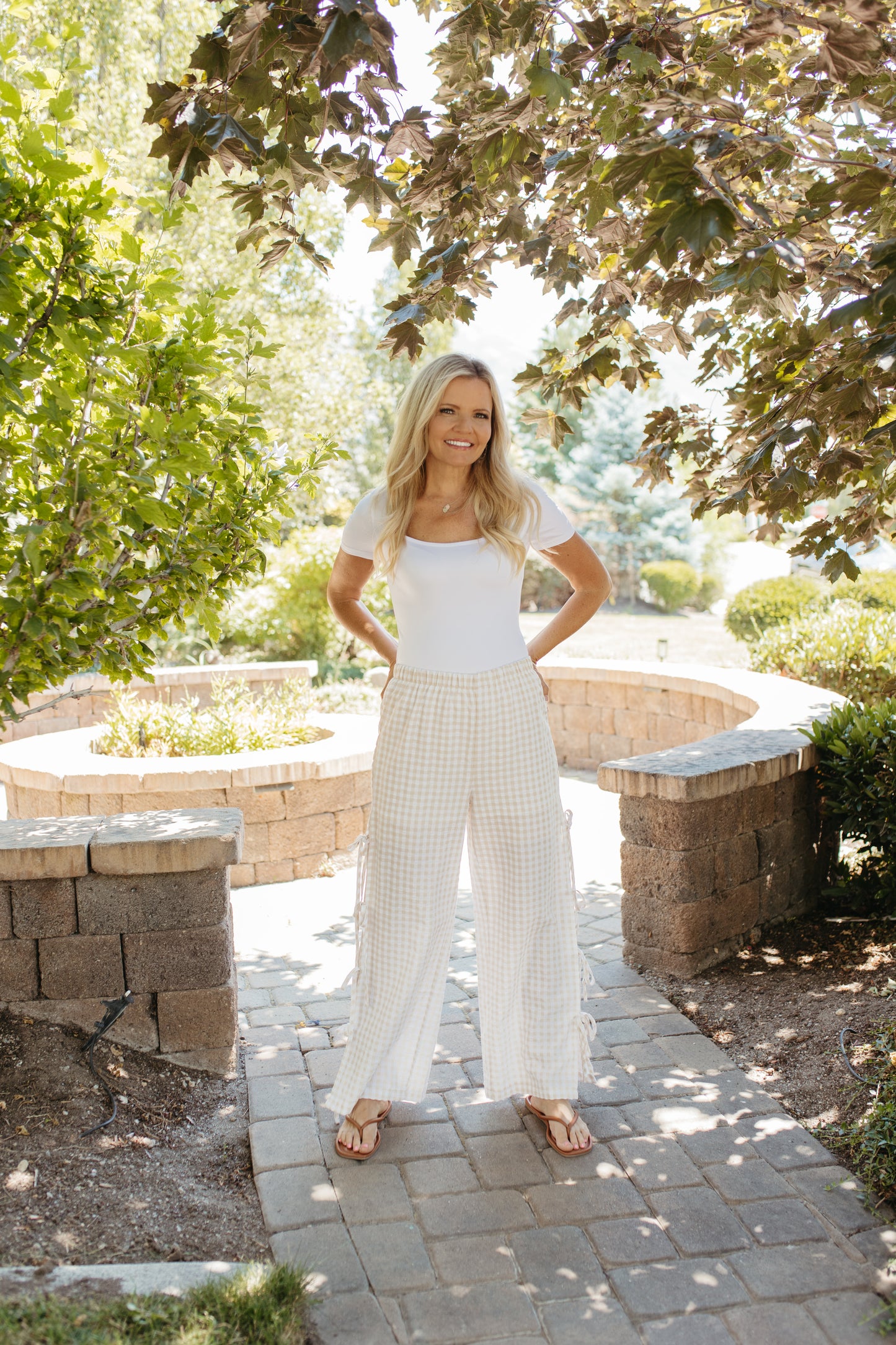 THE BRINLEY BOW PANTS IN TAN