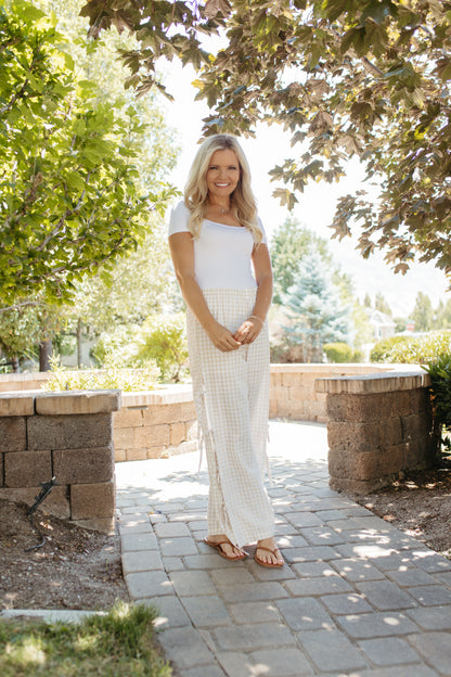 THE BRINLEY BOW PANTS IN TAN
