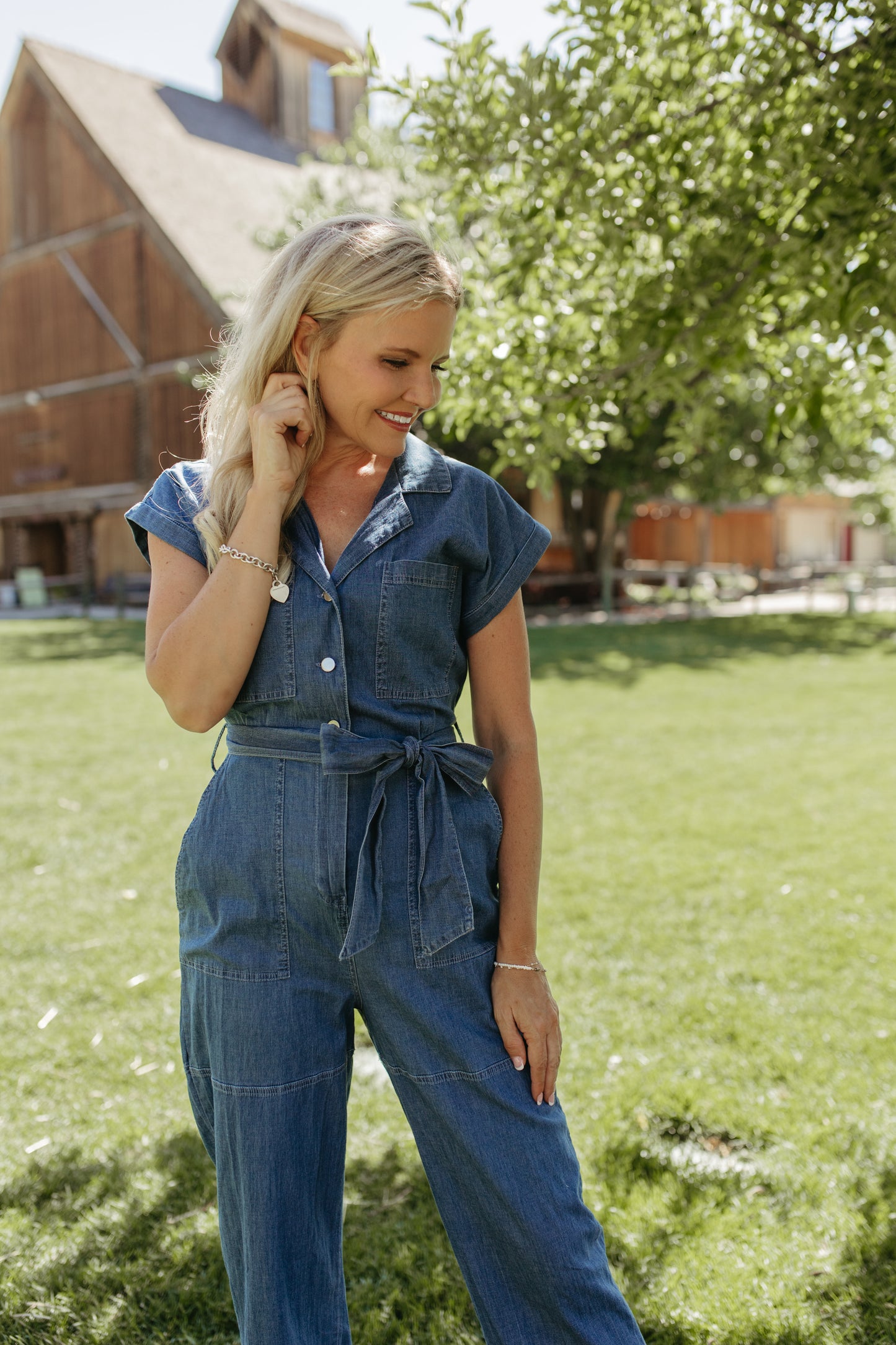 THE GEORGIA BELTED JUMPSUIT IN MEDIUM DENIM