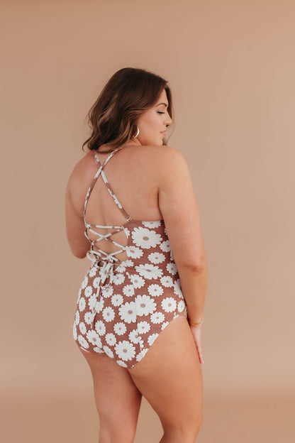 LACED UP ONE PIECE IN COCONUT FLORAL BY PINK DESERT