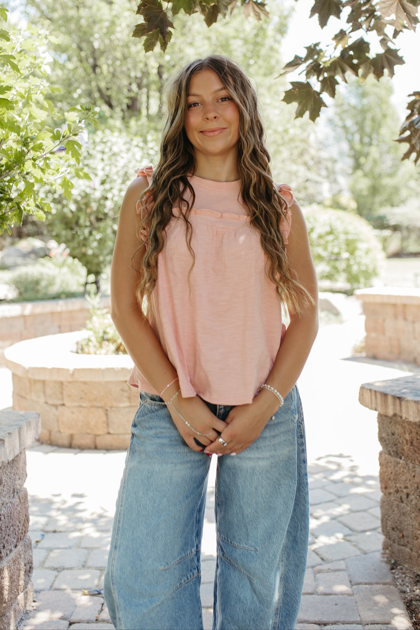 THE SERENA RUFFLE TOP IN PINK