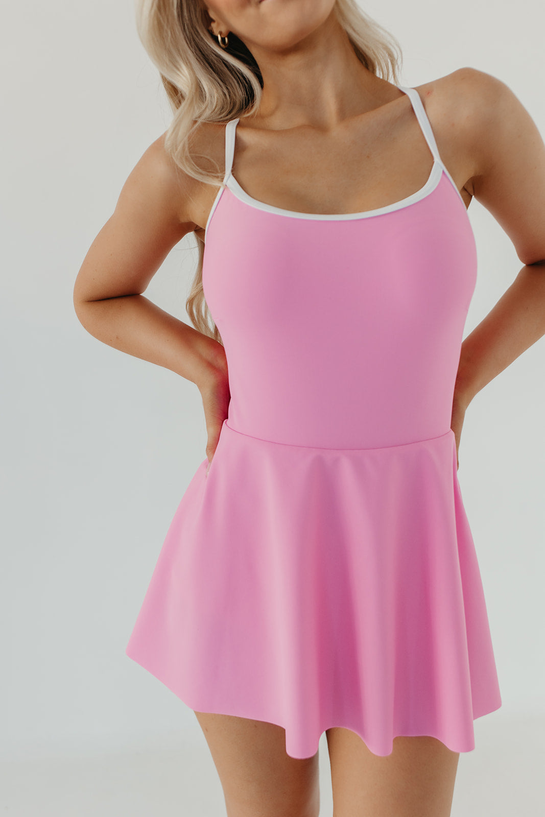 light pink swim dress Straps Plain Lace Sassymyprom 82% Polyester Women's Vacation Mode Swim Dress,