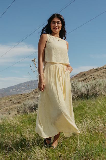 THE HADLEY YELLOW LINEN TOP AND BOTTOM
