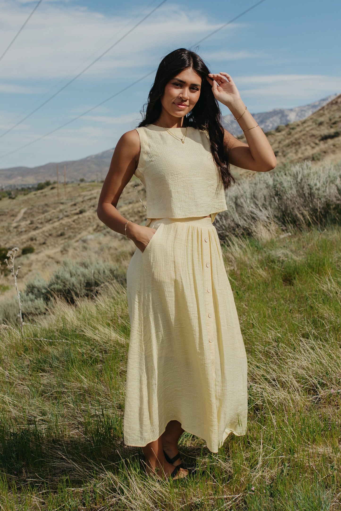 THE HADLEY YELLOW LINEN TOP AND BOTTOM