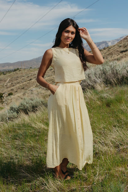 THE HADLEY YELLOW LINEN TOP AND BOTTOM