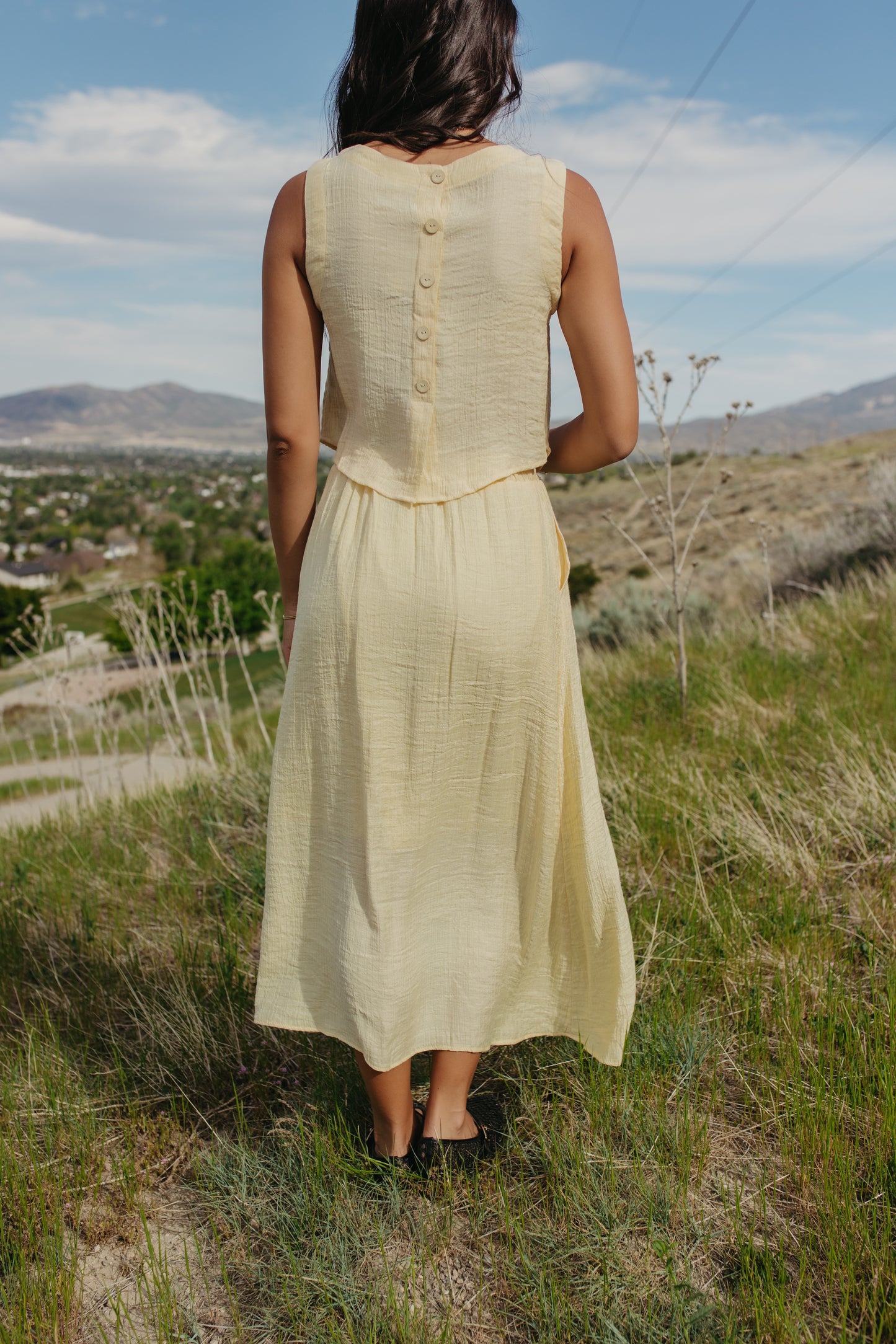 THE HADLEY YELLOW LINEN TOP AND BOTTOM