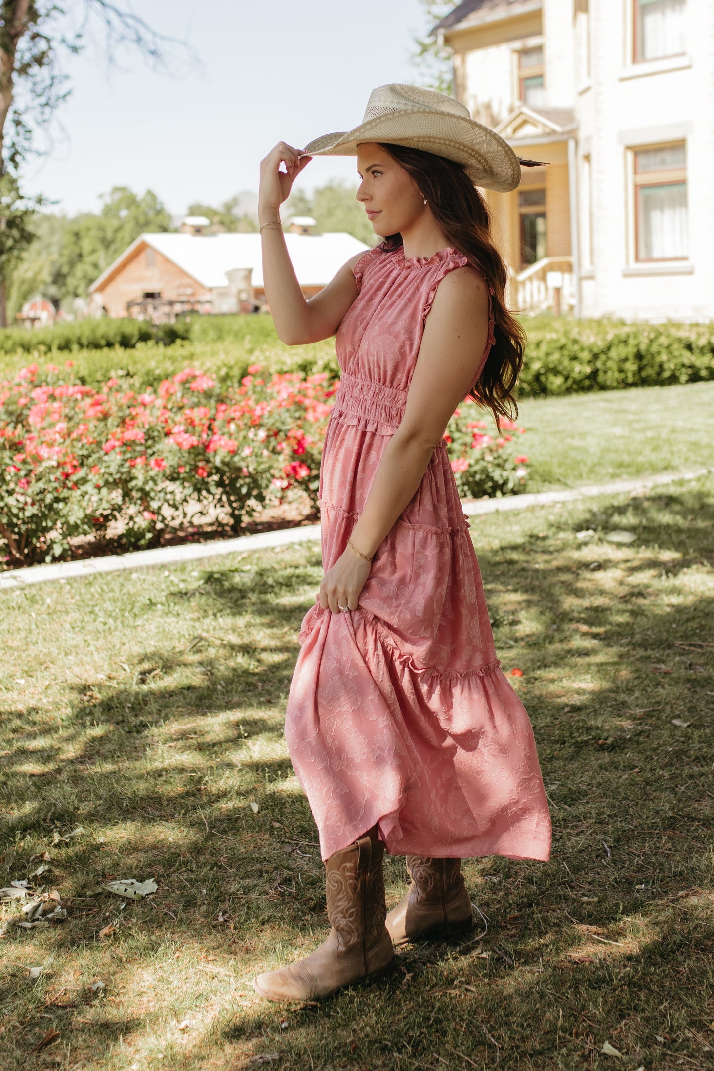 THE PHOENIX FLORAL TIERED SLEEVELESS DRESS