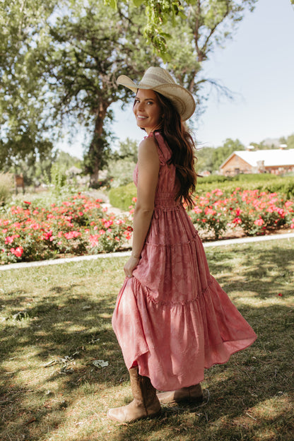 THE PHOENIX FLORAL TIERED SLEEVELESS DRESS