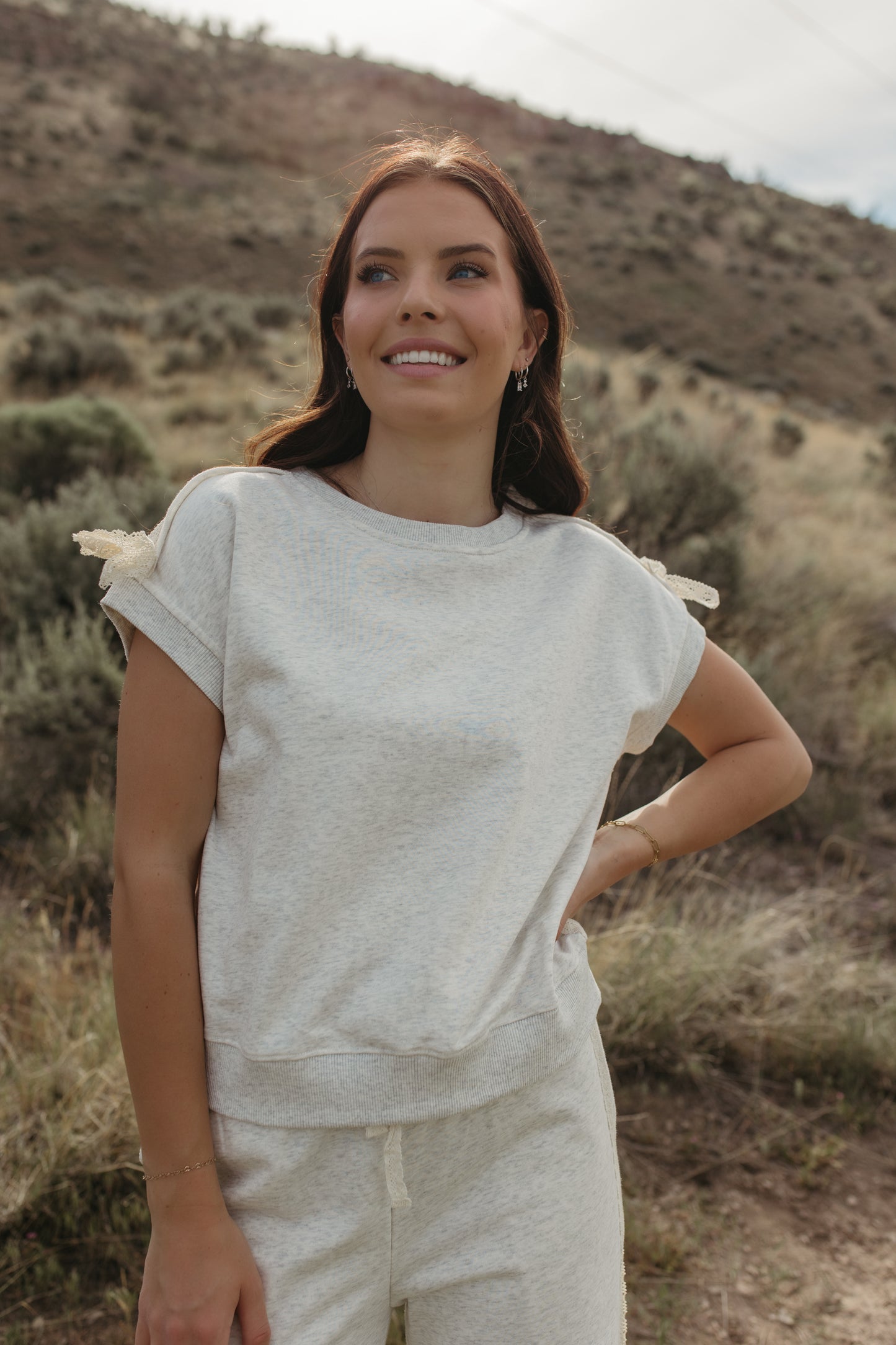 THE KAIA LACE STRIPED BOW TOP