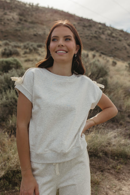 THE KAIA LACE STRIPED BOW TOP