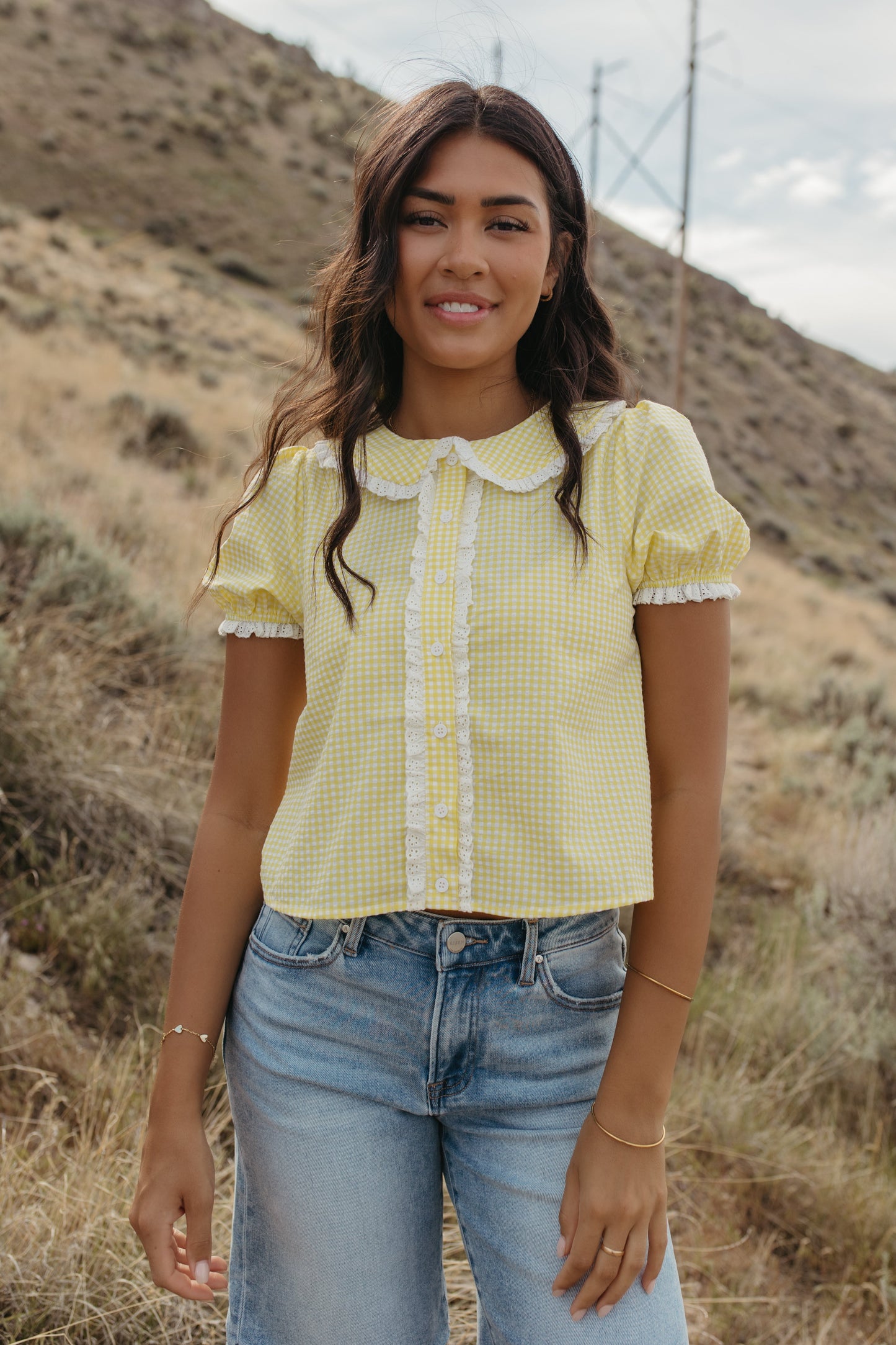 THE VENICE LACE TRIM TOP IN YELLOW