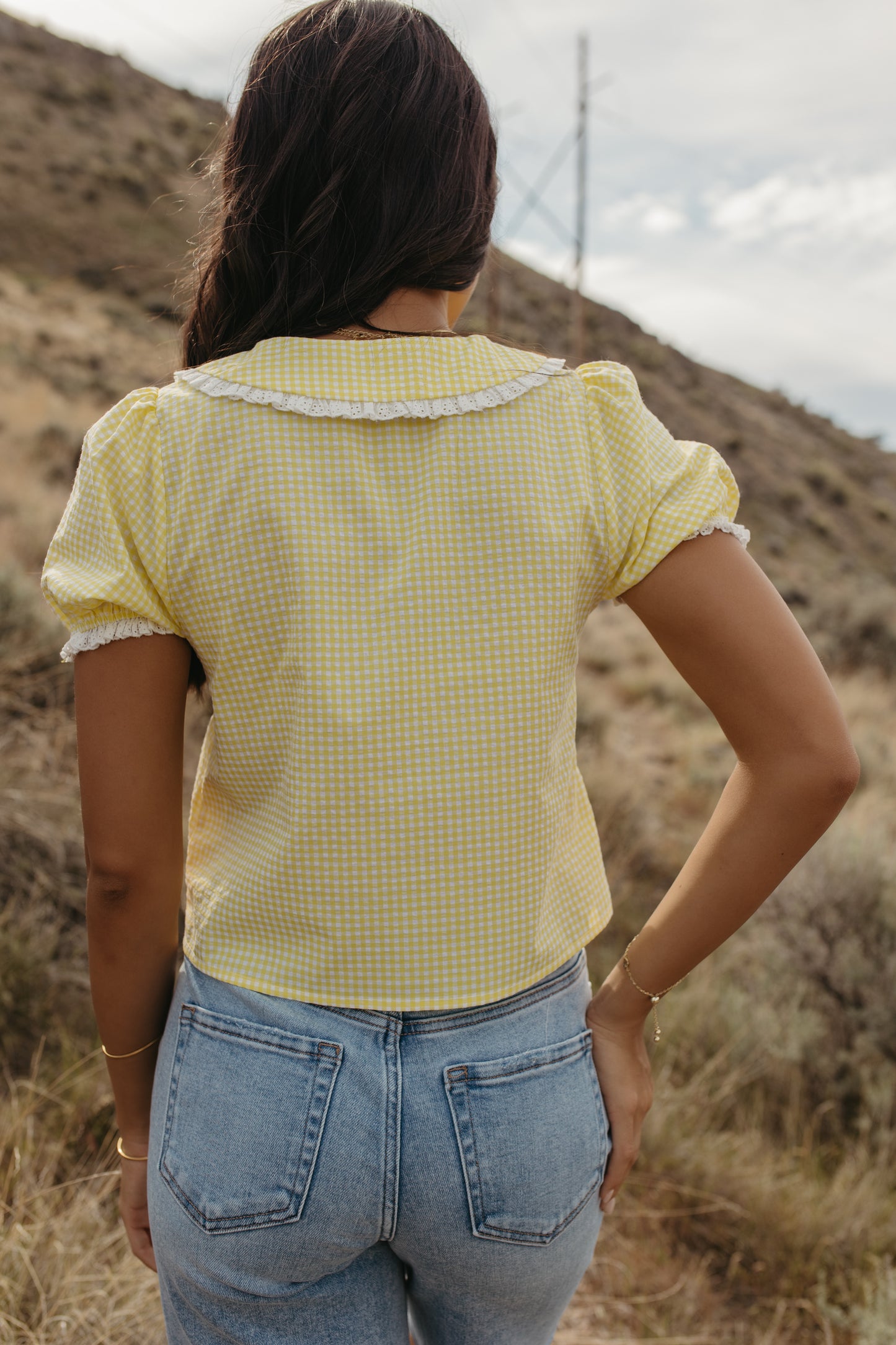 THE VENICE LACE TRIM TOP IN YELLOW