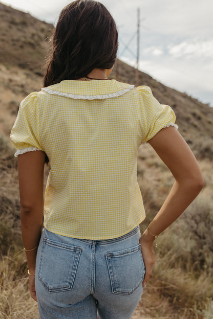 THE VENICE LACE TRIM TOP IN YELLOW