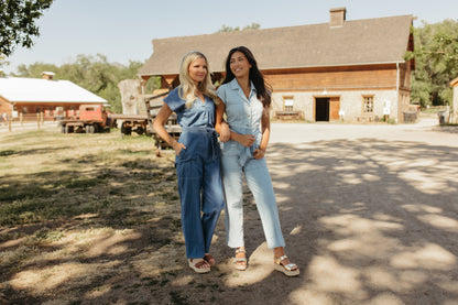 THE GEORGIA BELTED JUMPSUIT IN MEDIUM DENIM