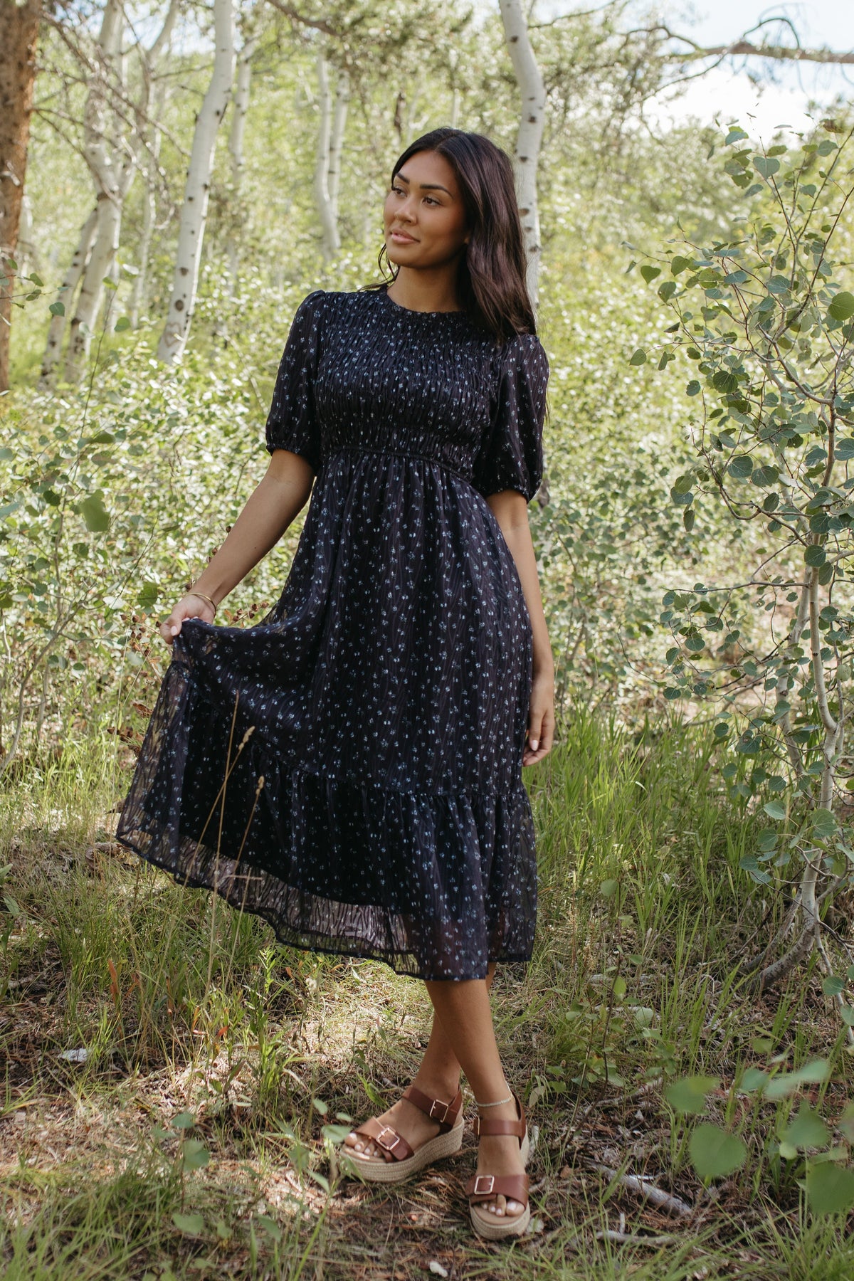THE MADILYN MIDI DRESS IN DARK NAVY