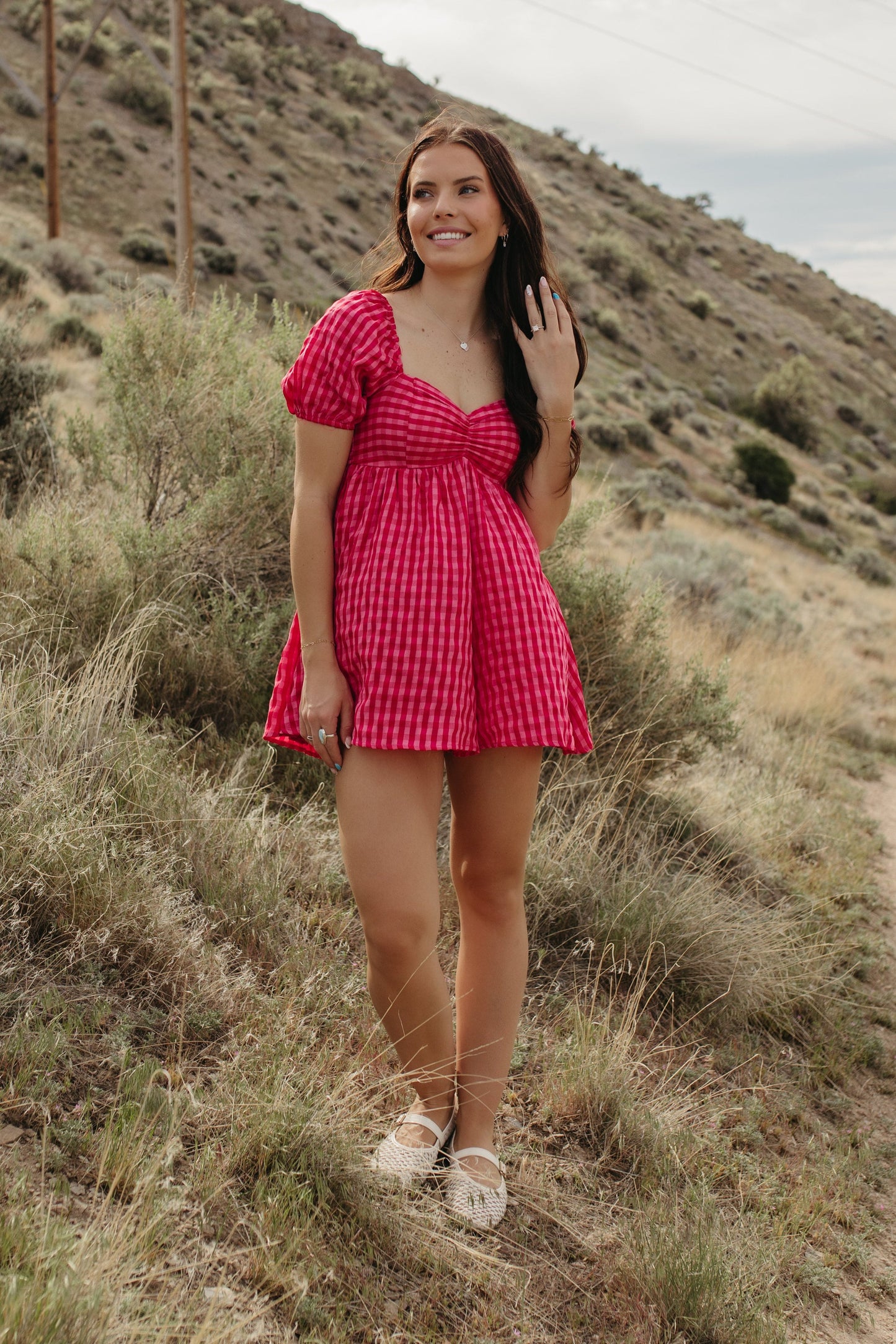 THE ELLE GINGHAM PUFF SLEEVE ROMPER