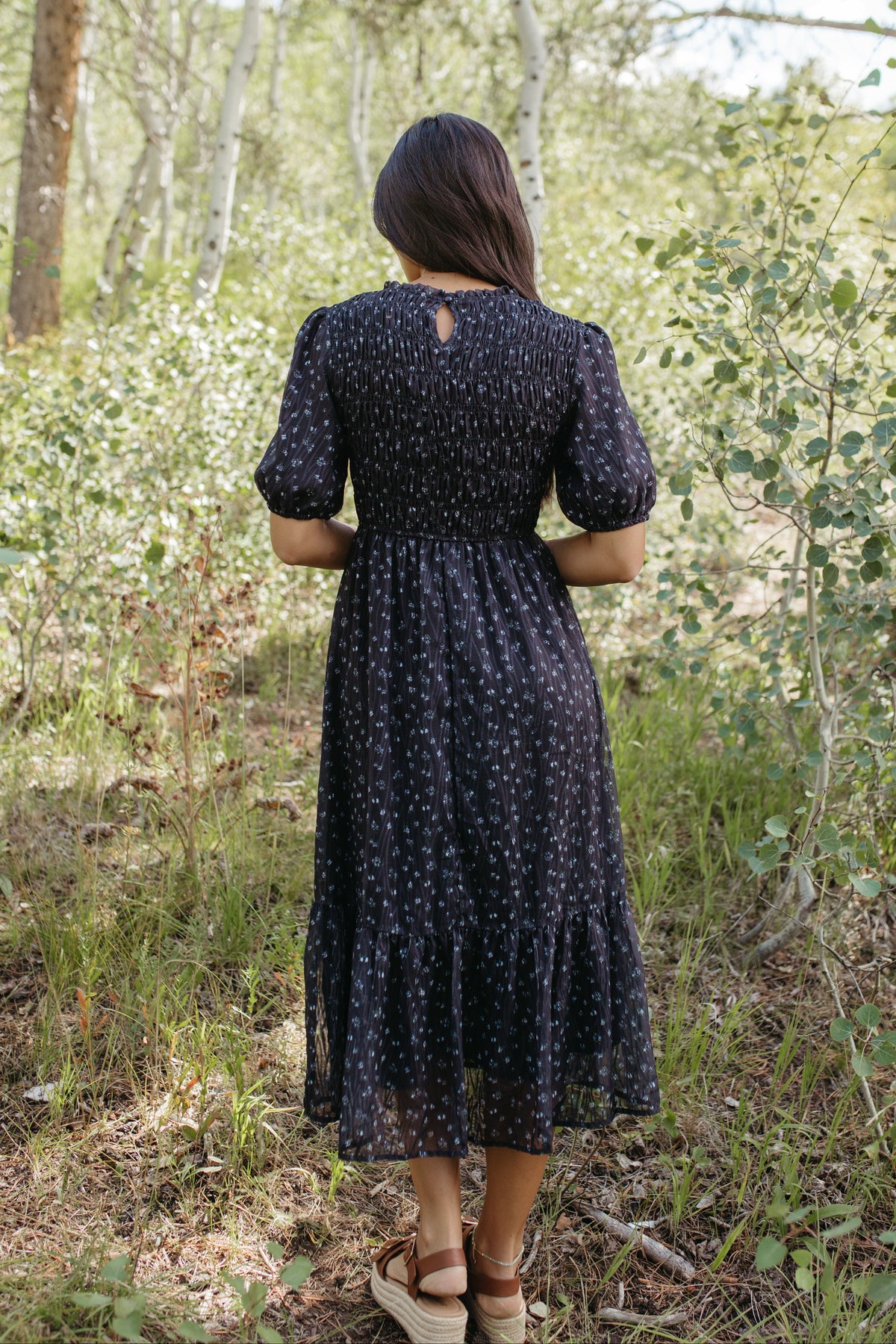 THE MADILYN MIDI DRESS IN DARK NAVY