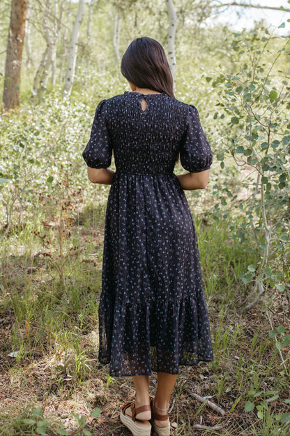 THE MADILYN MIDI DRESS IN DARK NAVY