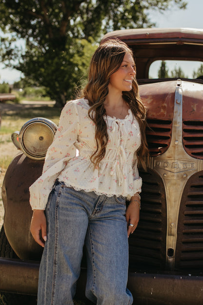 THE ROWAN FLORAL LACE TRIM BLOUSE