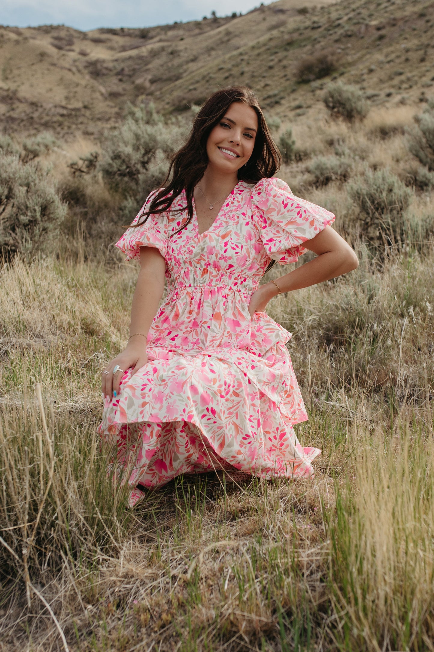 THE LENNON RUFFLED FLORAL DRESS