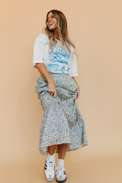 THE ELLA BUTTON DOWN SKIRT IN BLUE FLORAL
