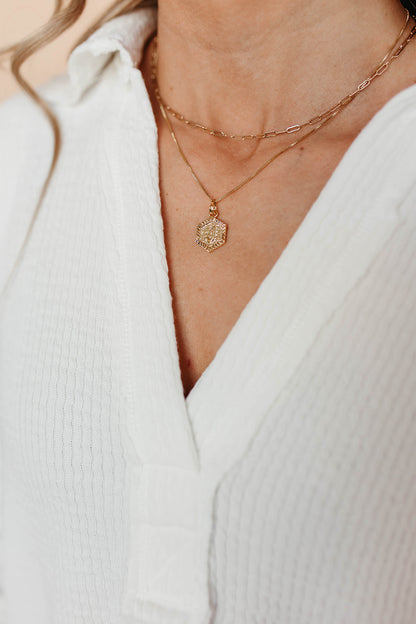 THE HEXAGON INITIAL PENDANT NECKLACE IN GOLD