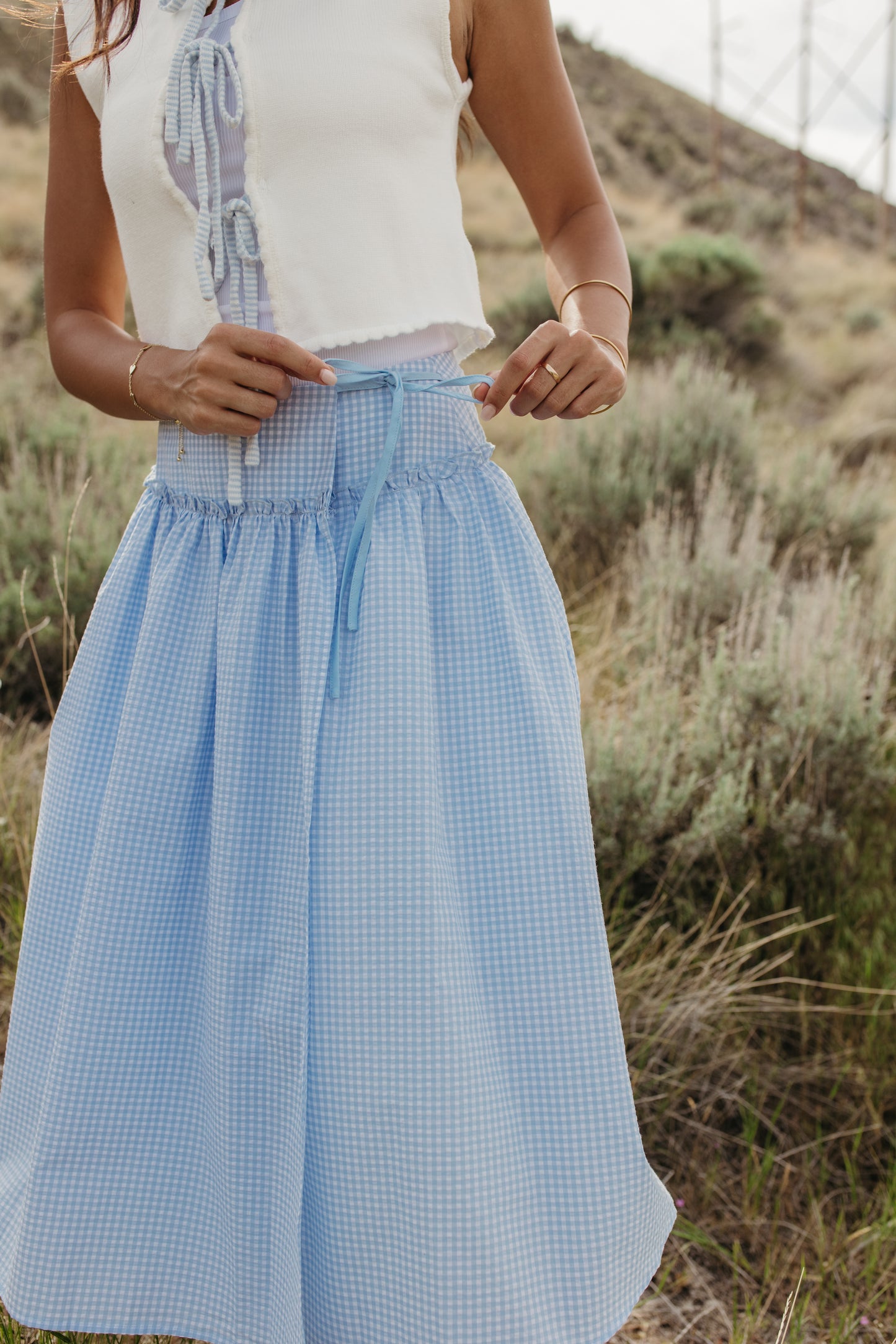 THE HALLIE RUFFLED GINGHAM SKIRT