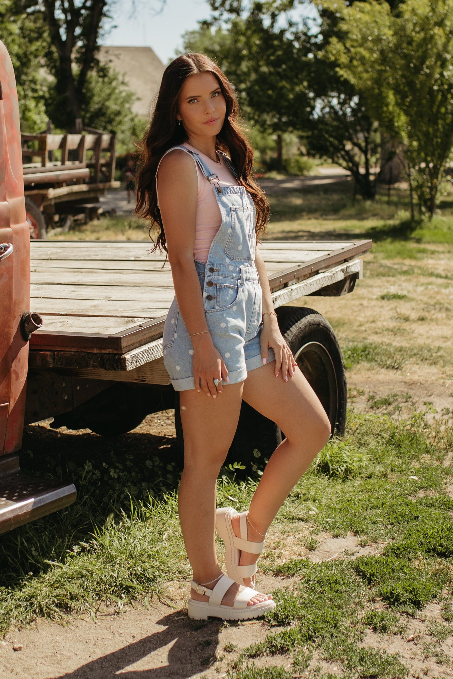 THE AMY POLKA DOT SHORT OVERALLS