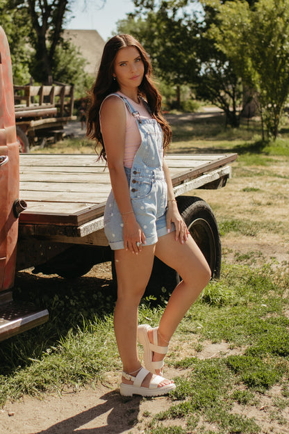 THE AMY POLKA DOT SHORT OVERALLS