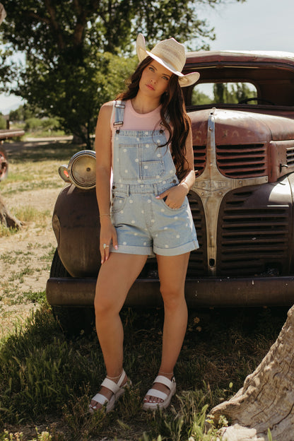 THE AMY POLKA DOT SHORT OVERALLS