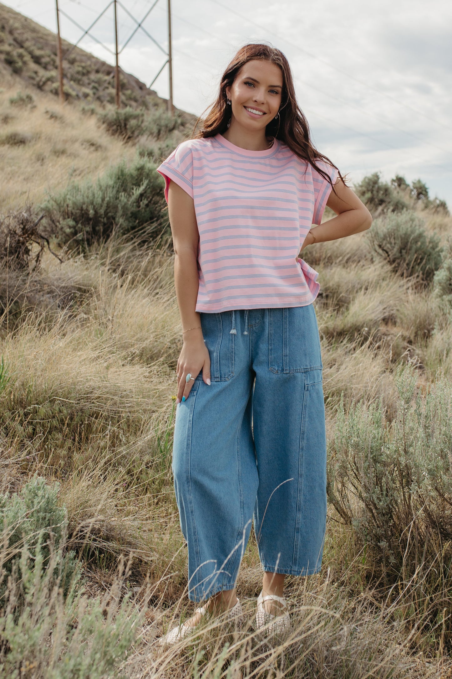 THE BELLA STRIPED CAP SLEEVE TOP