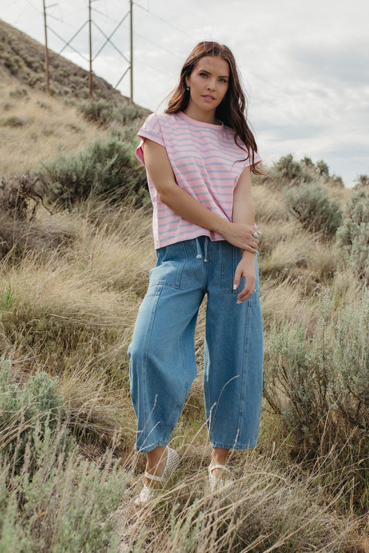 THE BELLA STRIPED CAP SLEEVE TOP
