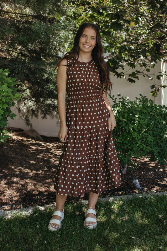 THE ERIN CHOCOLATE DOT DRESS
