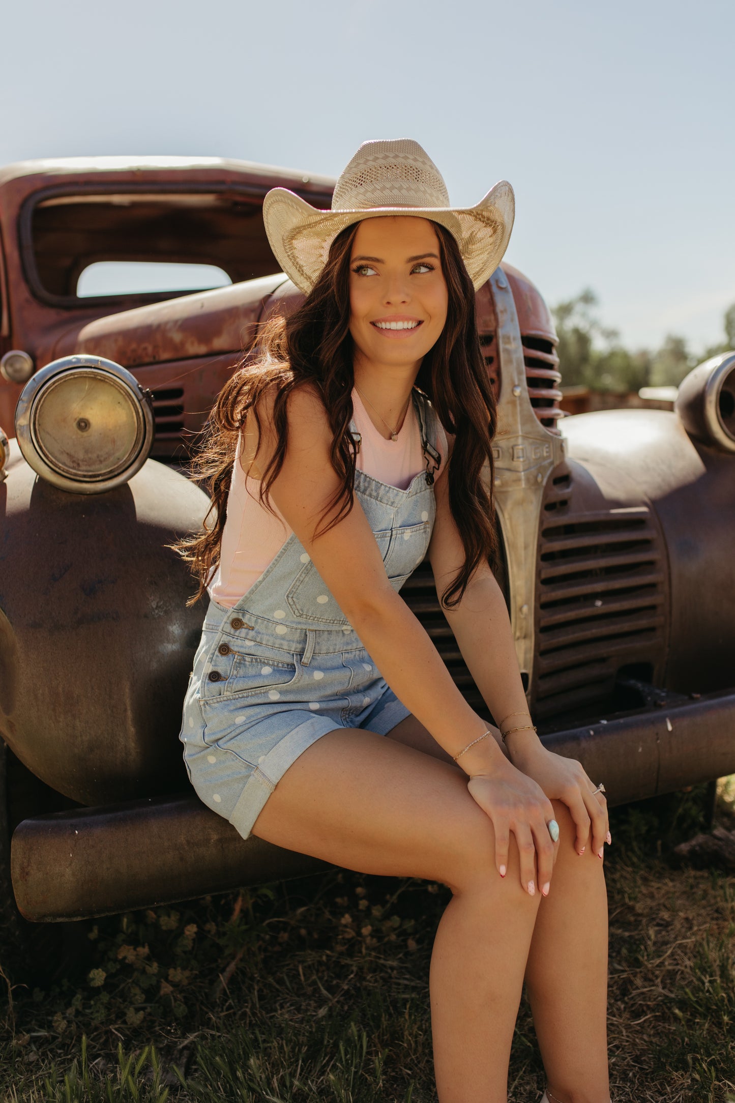 THE AMY POLKA DOT SHORT OVERALLS
