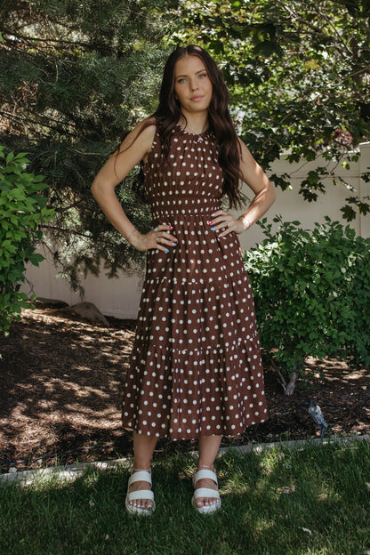THE ERIN CHOCOLATE DOT DRESS