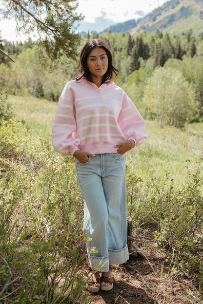 THE SAMARA STRIPE PULLOVER IN PINK