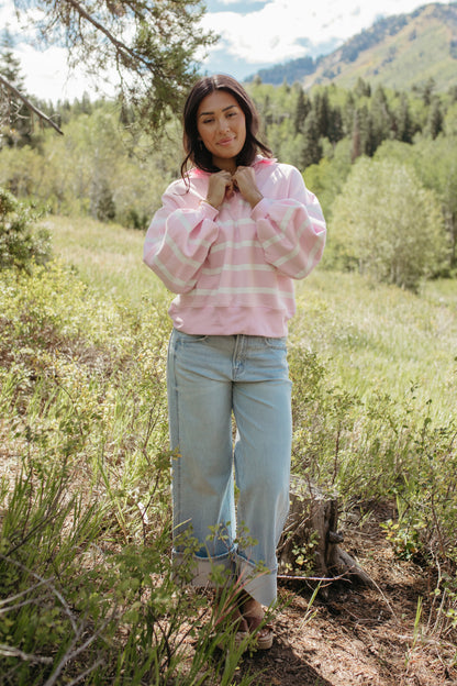 THE SAMARA STRIPE PULLOVER IN PINK