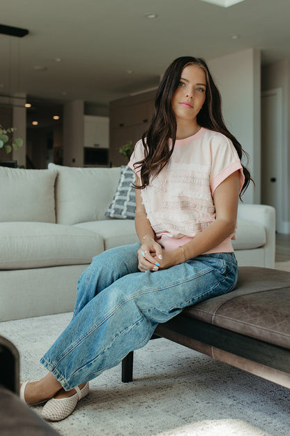 THE MAREN BLUSH AMERICANA LACE TOP